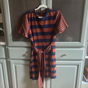 Striped Navy and Orange Dress